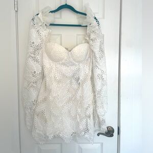 Elegant White Off Shoulder Lace Dress NWT